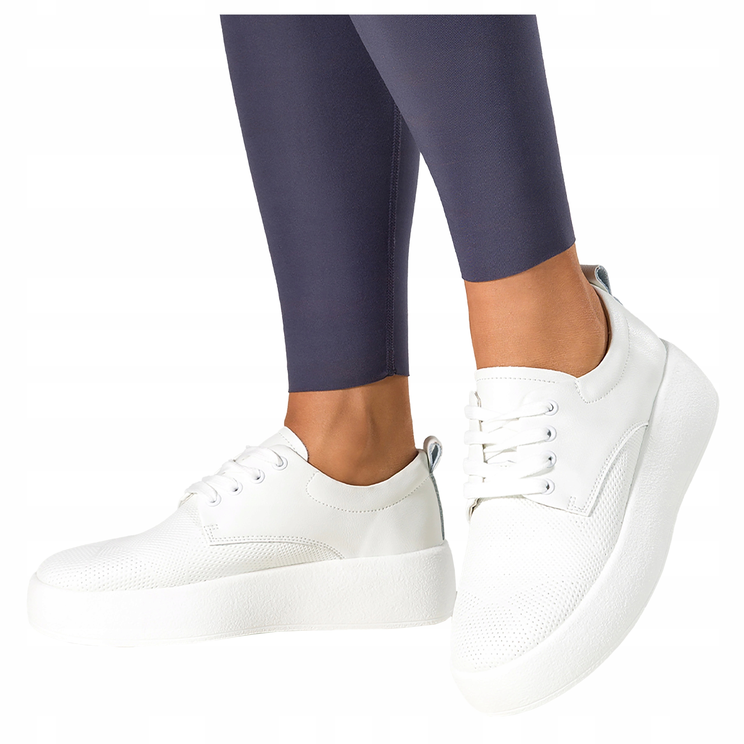 Sneakersy Dámské Kožené Creepersy Na Platformě Bílé Pohodlné Módní velikost 40