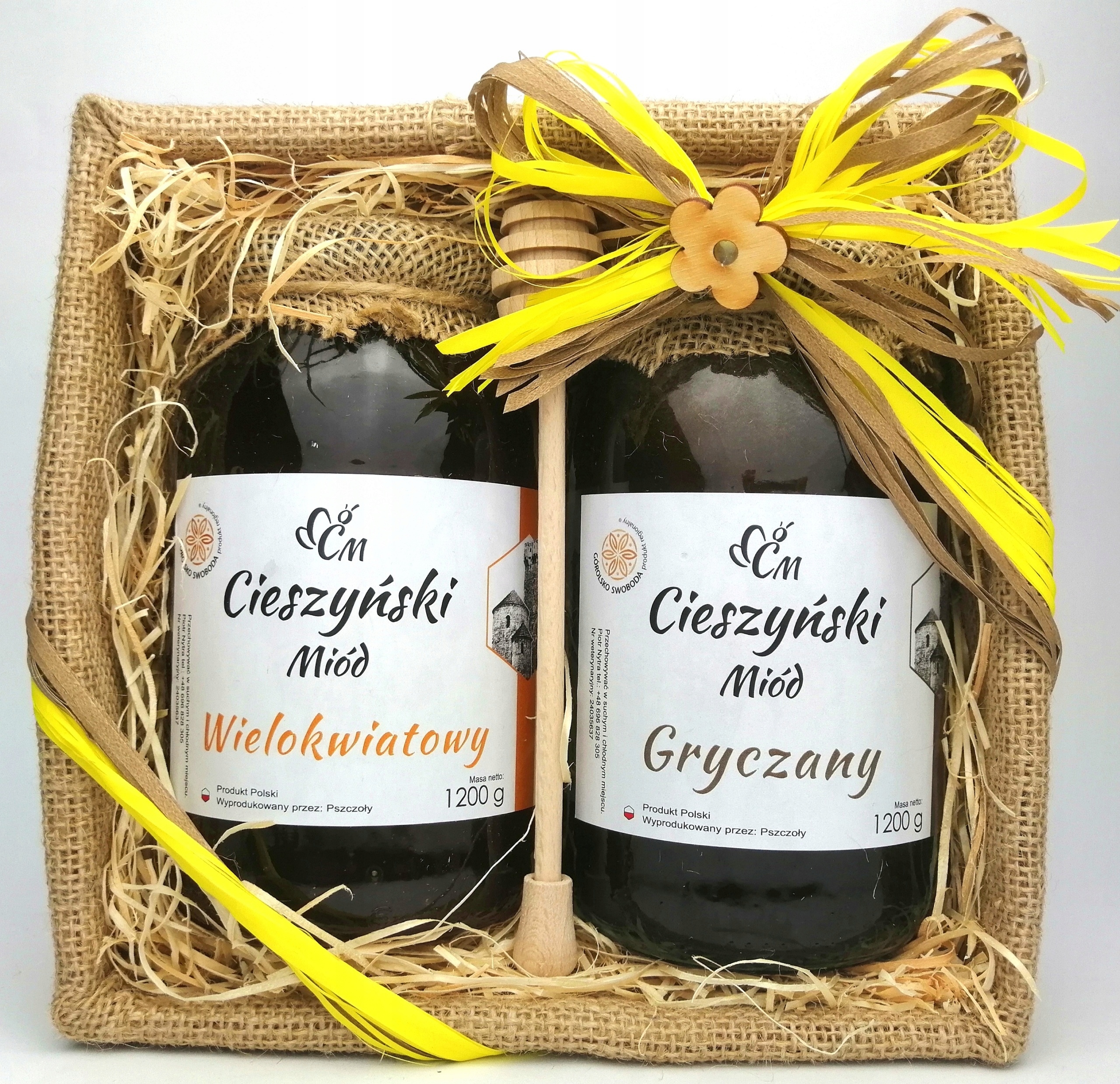 Levně Dárkový koš na med 2x1200 g k Dni učitelů