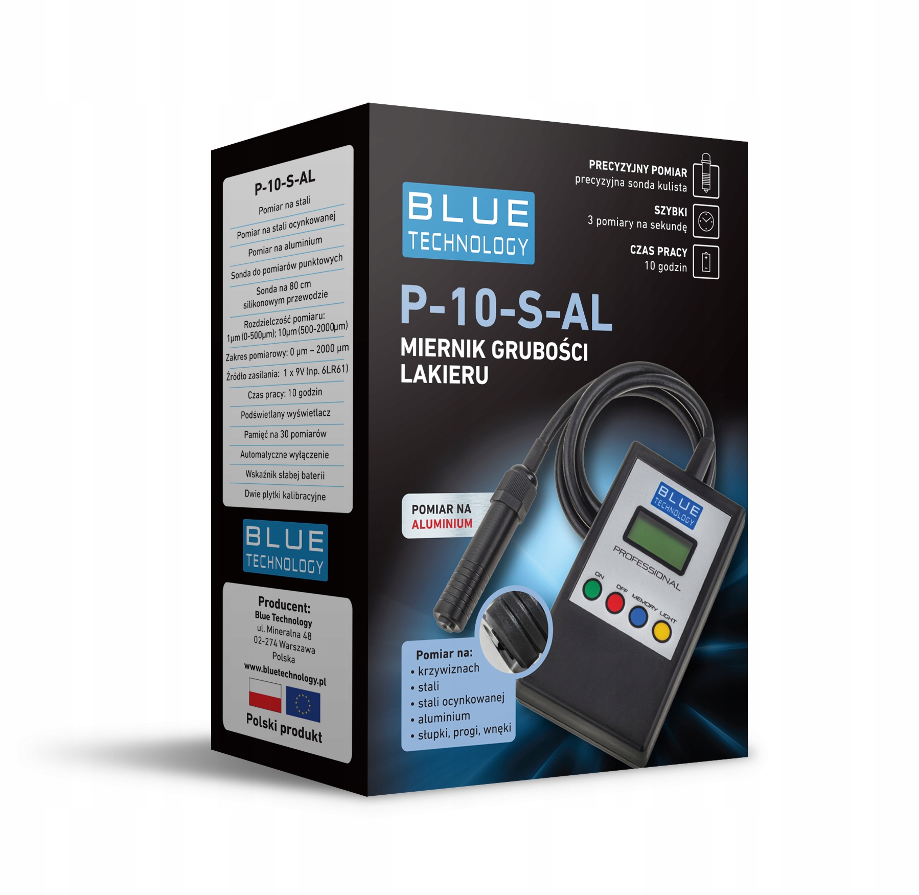 Merač hrúbky laku Snímač Tester P-10-S-AL guľová sonda Oceľ Alu.