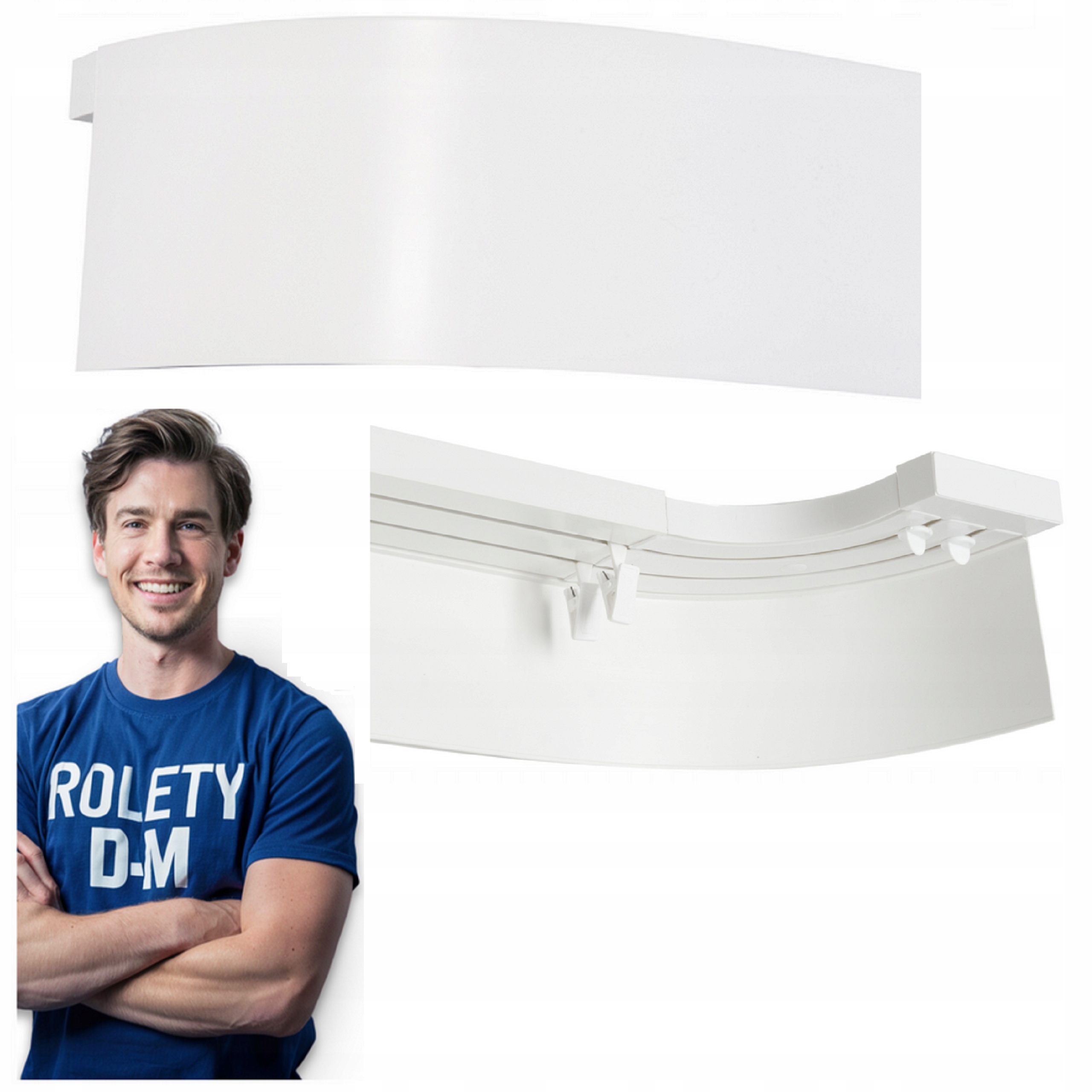 Karnisz podwójny Dwutorowy Szyna Sufitowa i łuk końcowy 226 cm osłona 9 cm