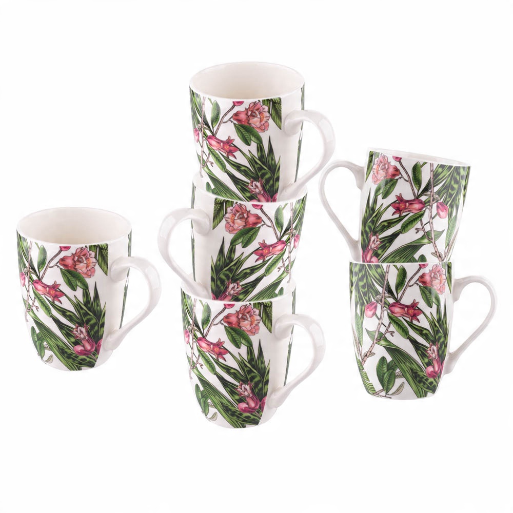

6x Kubek Do Kawy 300ML Hibiskus W Kwiaty Komplet