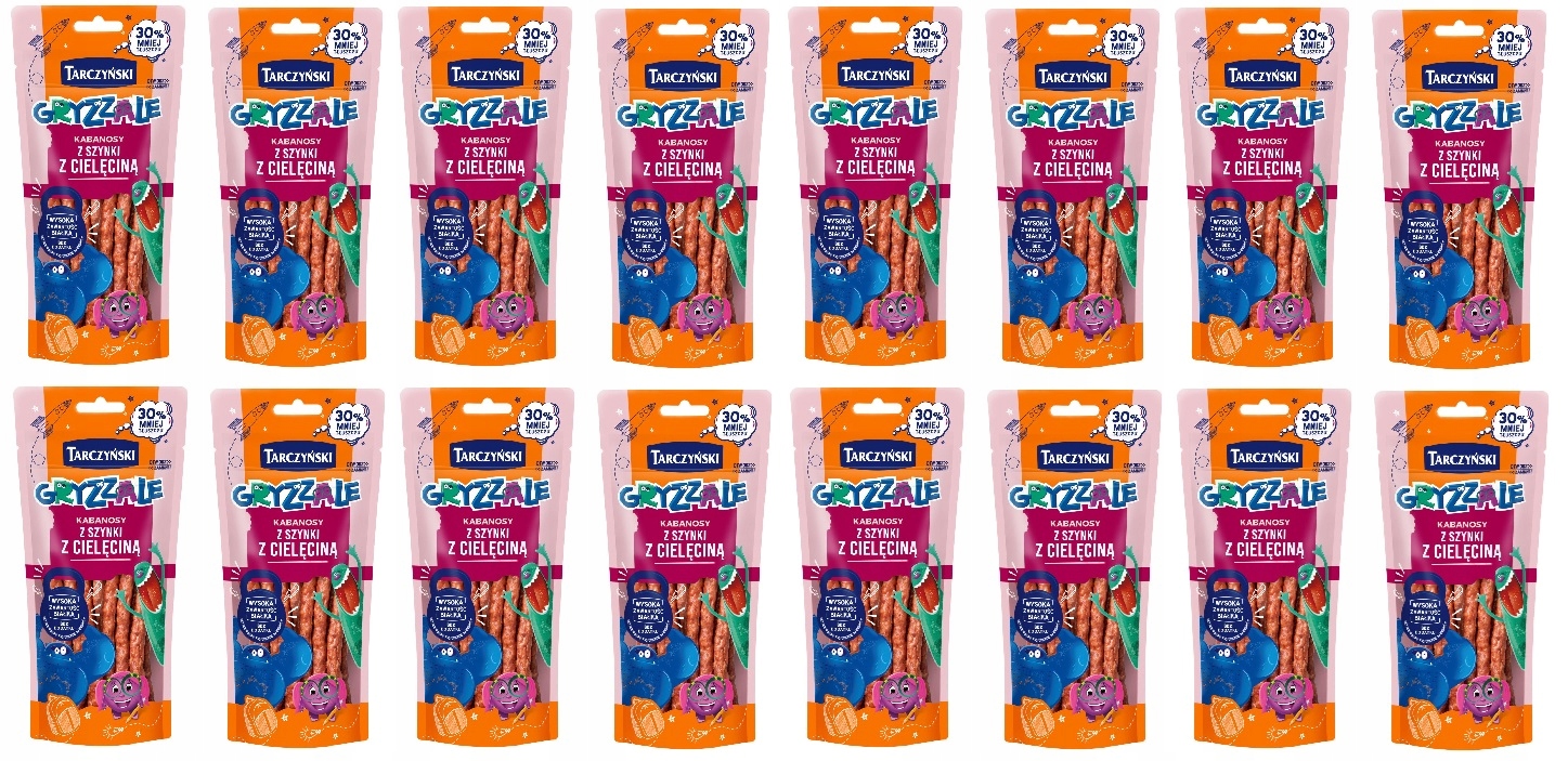 Levně 16 x 90 g Tarczyński Gryzzale kabanoski ze šunky s telecím masem Karton