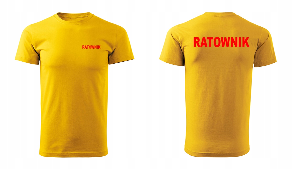 

T-shirt żółty z nadrukiem Ratownik