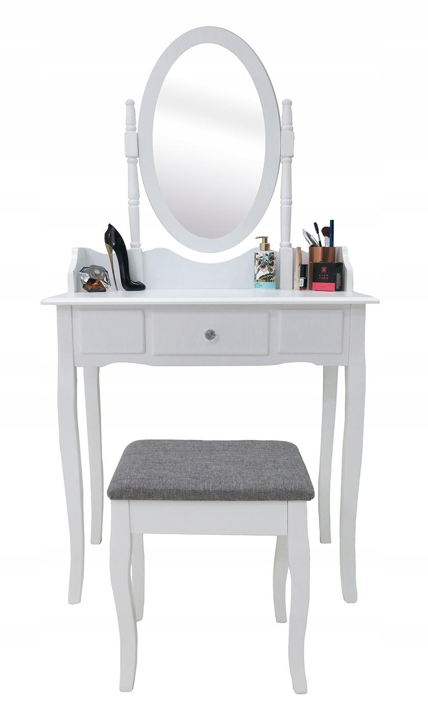 

Toaletka Kosmetyczna Z Lustrem Biała Taboret