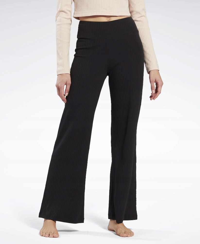 Reebok Yoga Rib Czarne Spodnie Damskie Prążkowane M 0_X