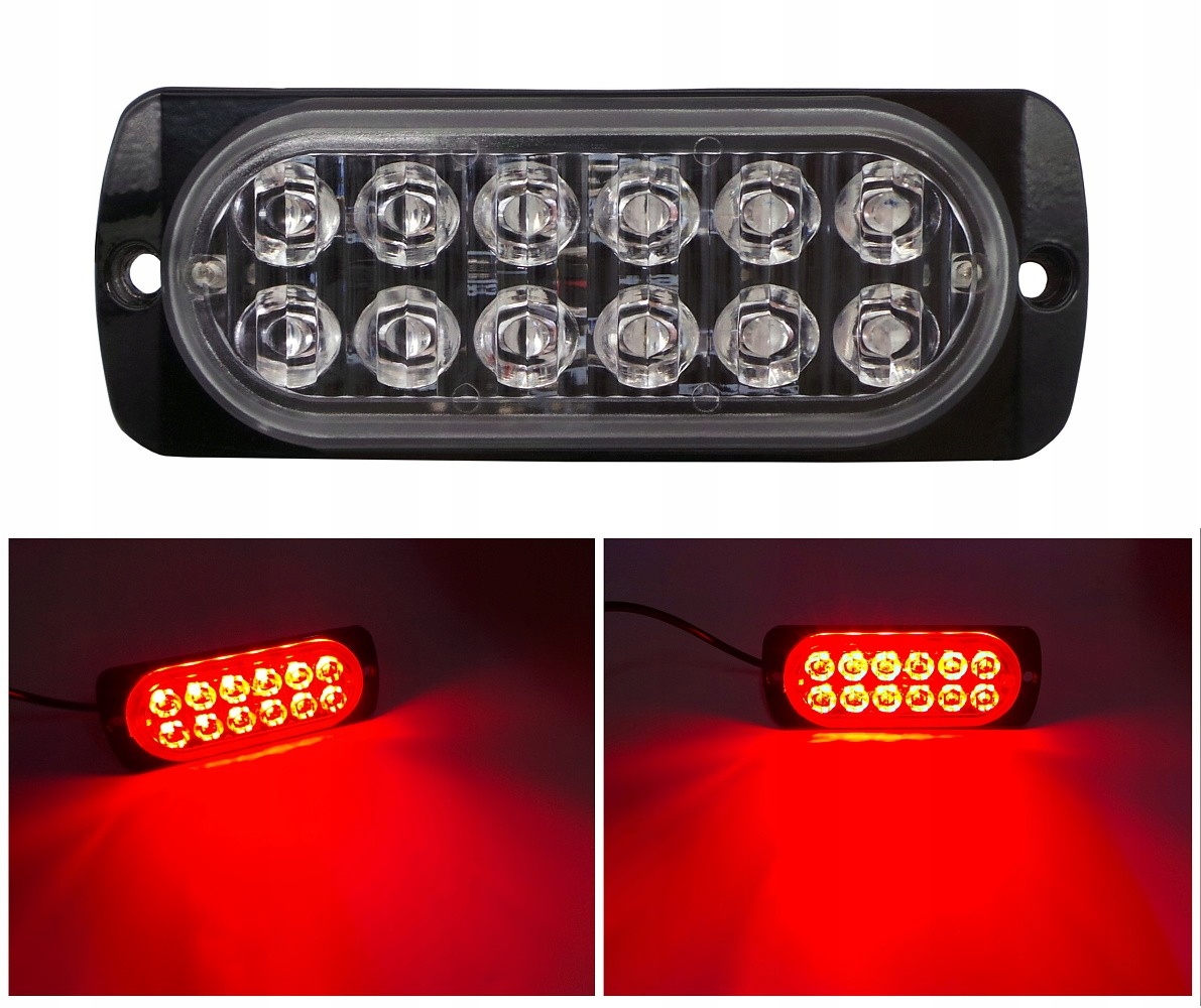 Lampa tylna 12 LED mocna 12V-24V mała Czerwony