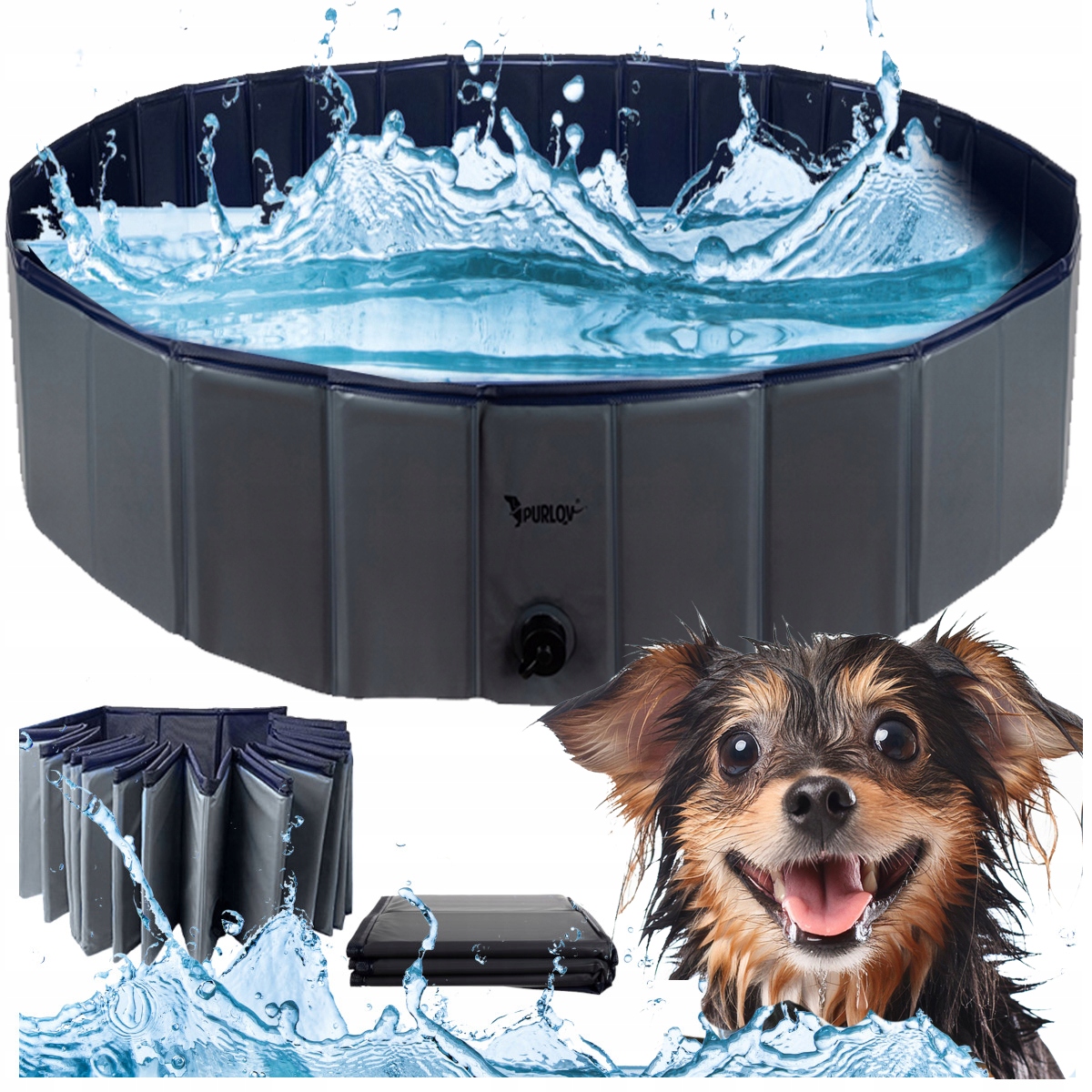 Levně Bazén pro Psa Zvířata Děti Brouzdaliště Zahradní Silný Skládací 120x30cm