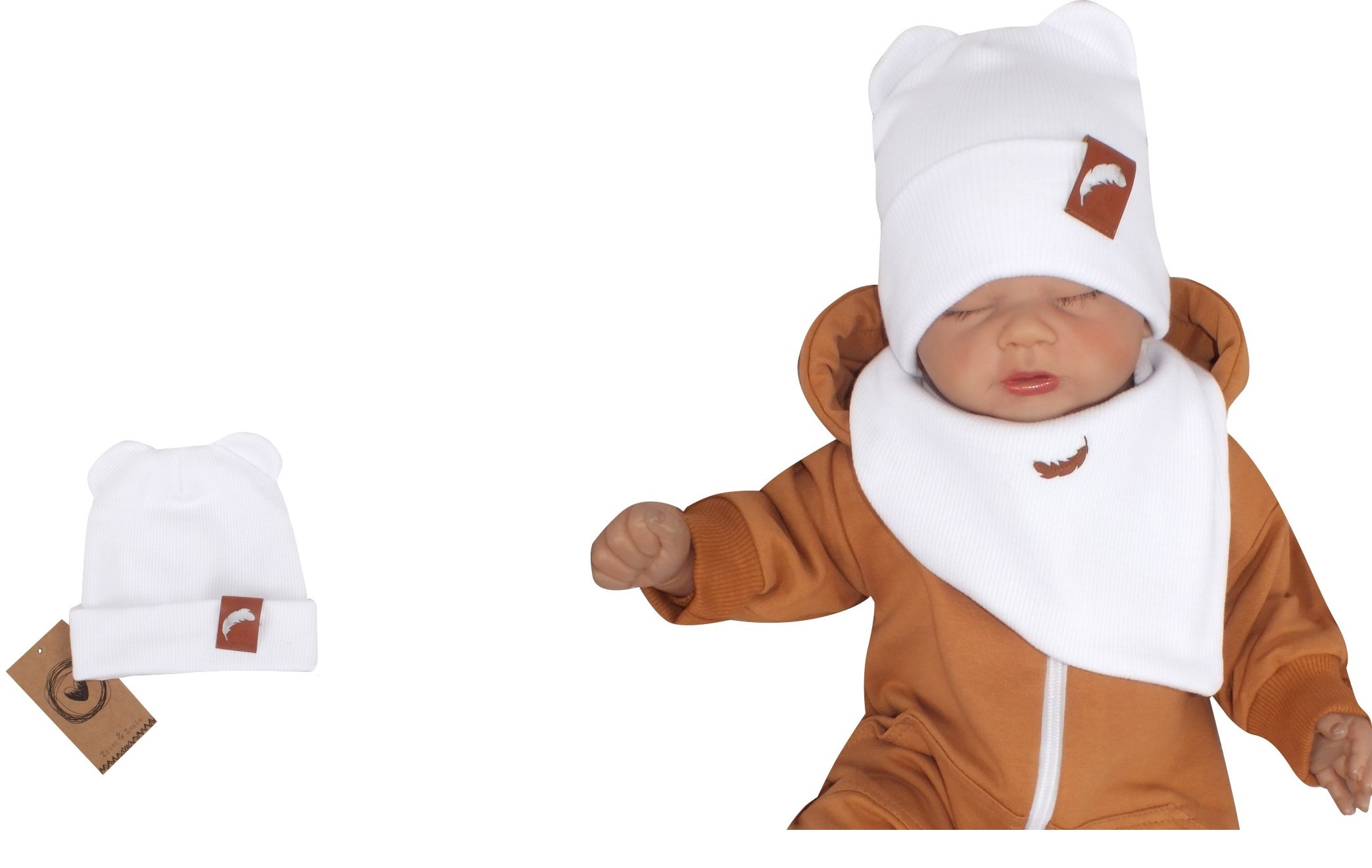 

Czapka prążkowana podwójna biała rozmiar 74 42/44