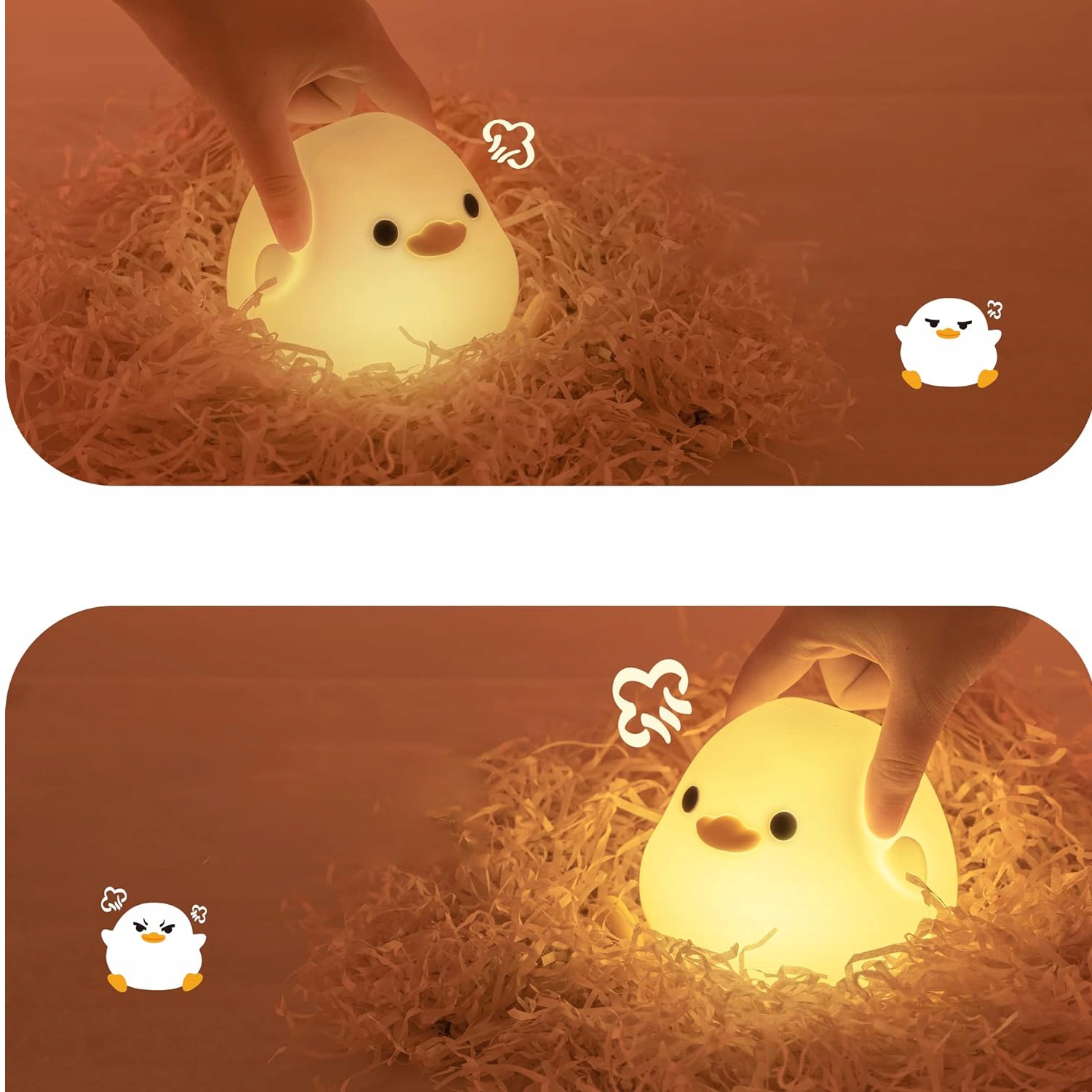 LAMPKA NOCNA DLA DZIECI LED KACZKA SILIKONOWA DOTYK 2 TRYBY Waga produktu z opakowaniem jednostkowym 0.17 kg