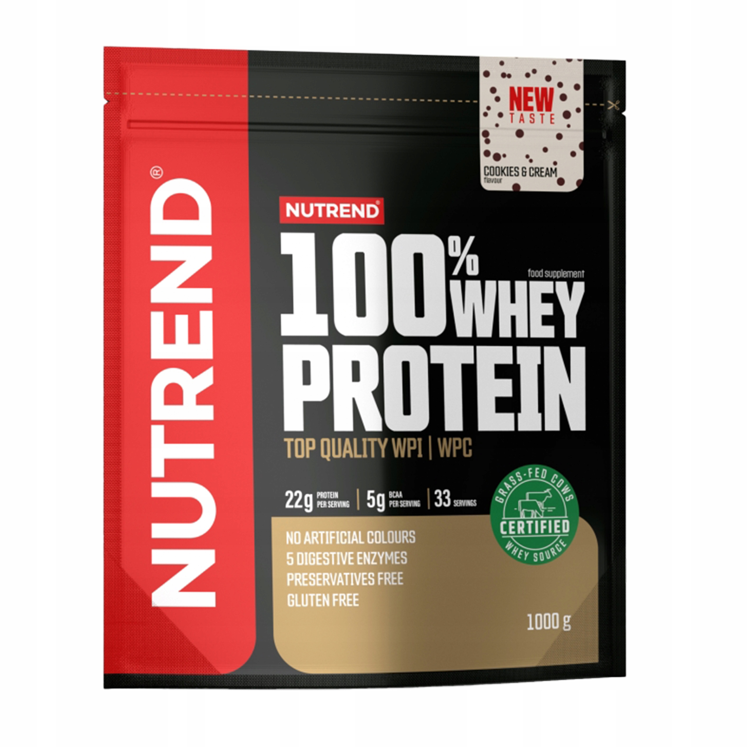 Protein Nutrend 100% Whey Protein 1 kg Cookies Cream Směs Doplněk Stravy