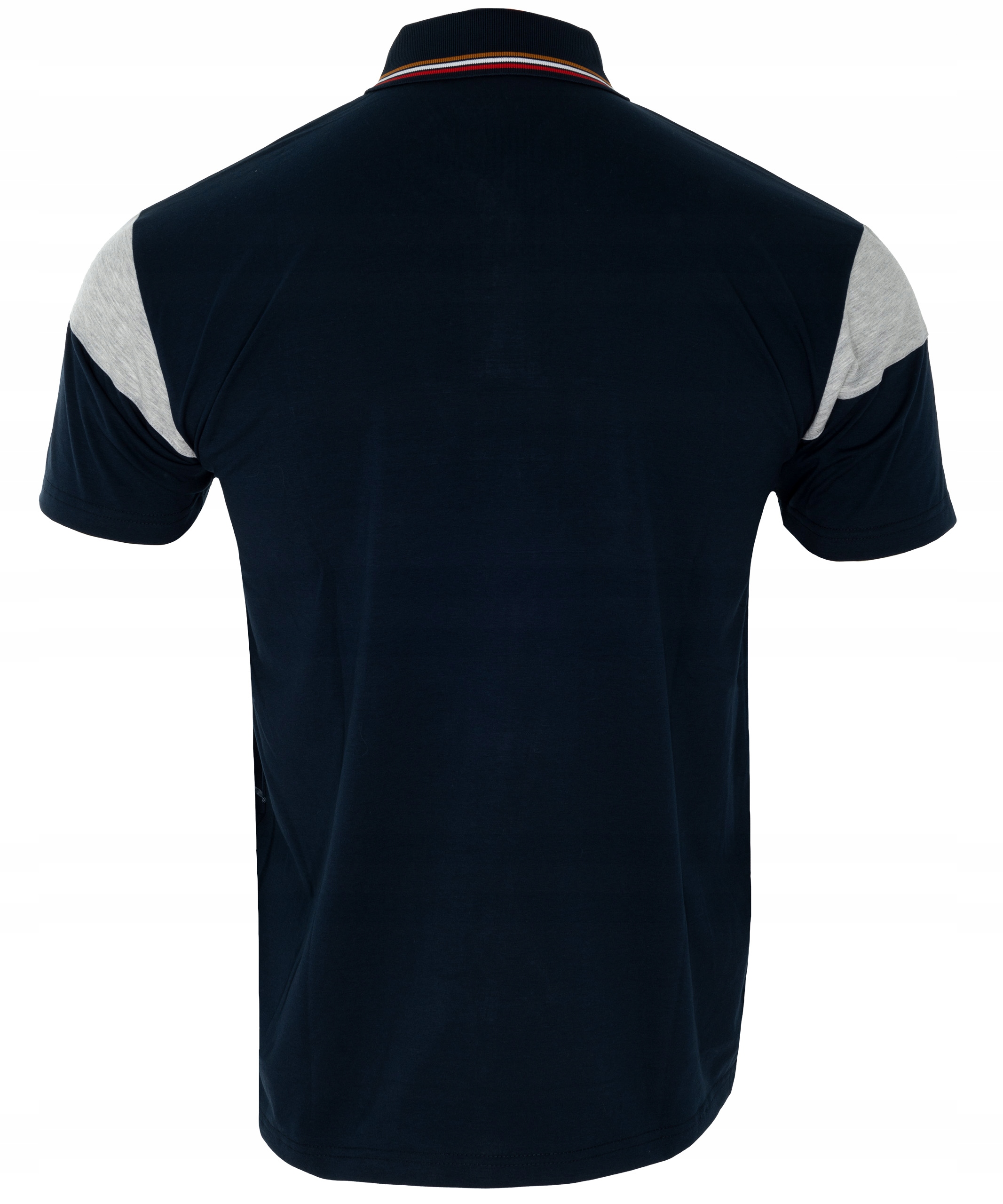 KOSZULKA męska POLO SZARO-GRANATOWA PASY rozmiar L Rękaw krótki rękaw