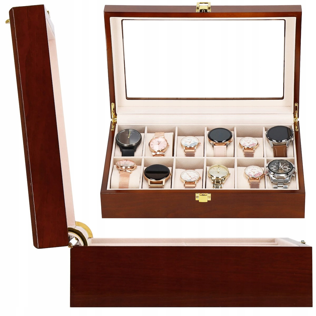 ETUI NA ZEGAREK KASETKA PUDEŁKO SZKATUŁKA ZEGARKI 12szt BIŻUTERIĘ ORGANIZER Stan opakowania oryginalne