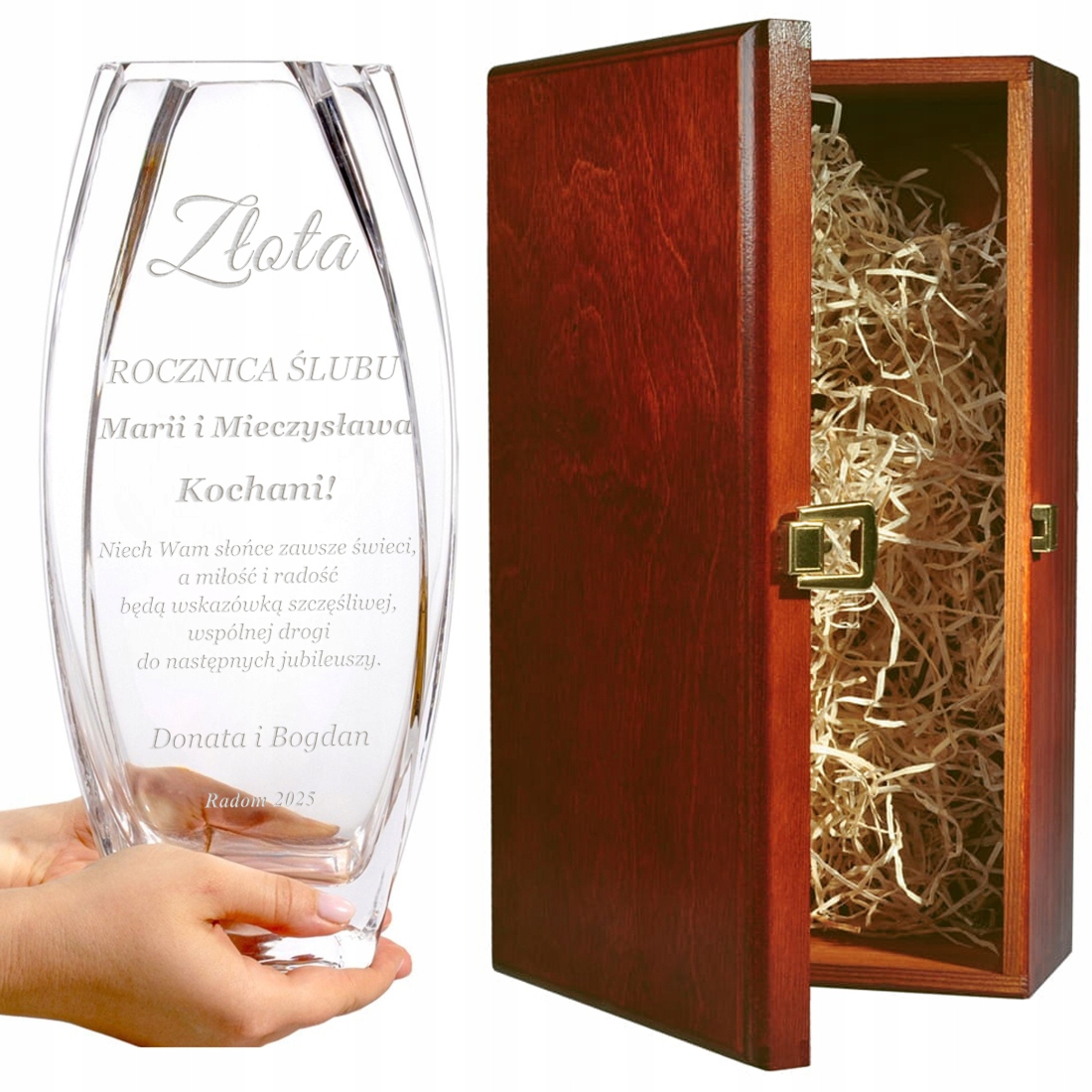 Wazon Rocznica Ślubu 1 50 Lat Złota Srebrna Diamentowa Złote Gody