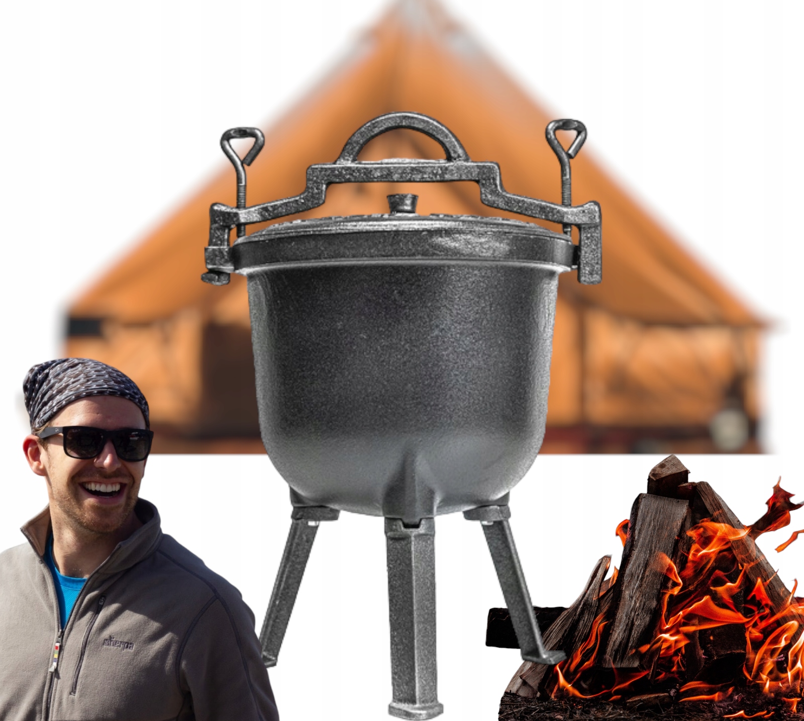 Kociołek Myśliwski Żeliwny 10 l Duży Zdrowy Jakość Rodzinny