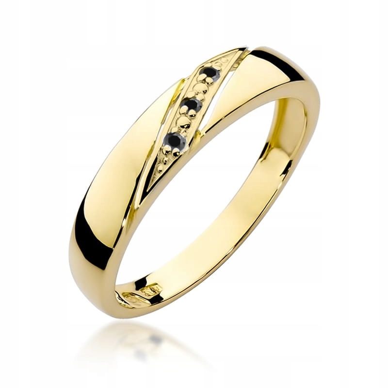 Zlatý prstýnek 585 s černými diamanty 0.015 ct zásnubní šperk