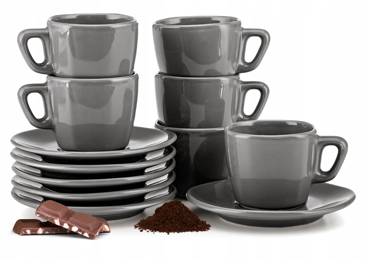 Zestaw filiżanek do kawy espresso szary 6 os. GRESI Konsimo