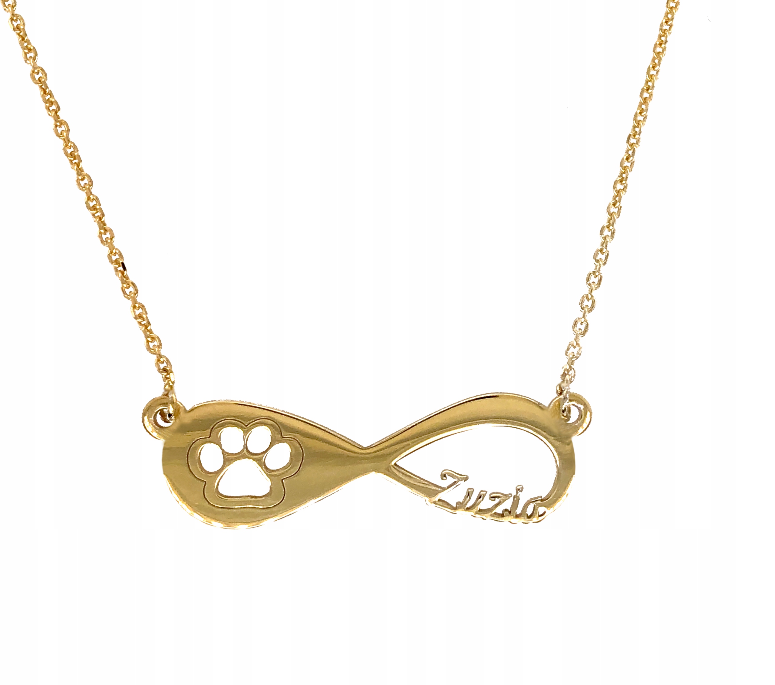 Pozlacený náhrdelník Infinity se jménem a tlapkou