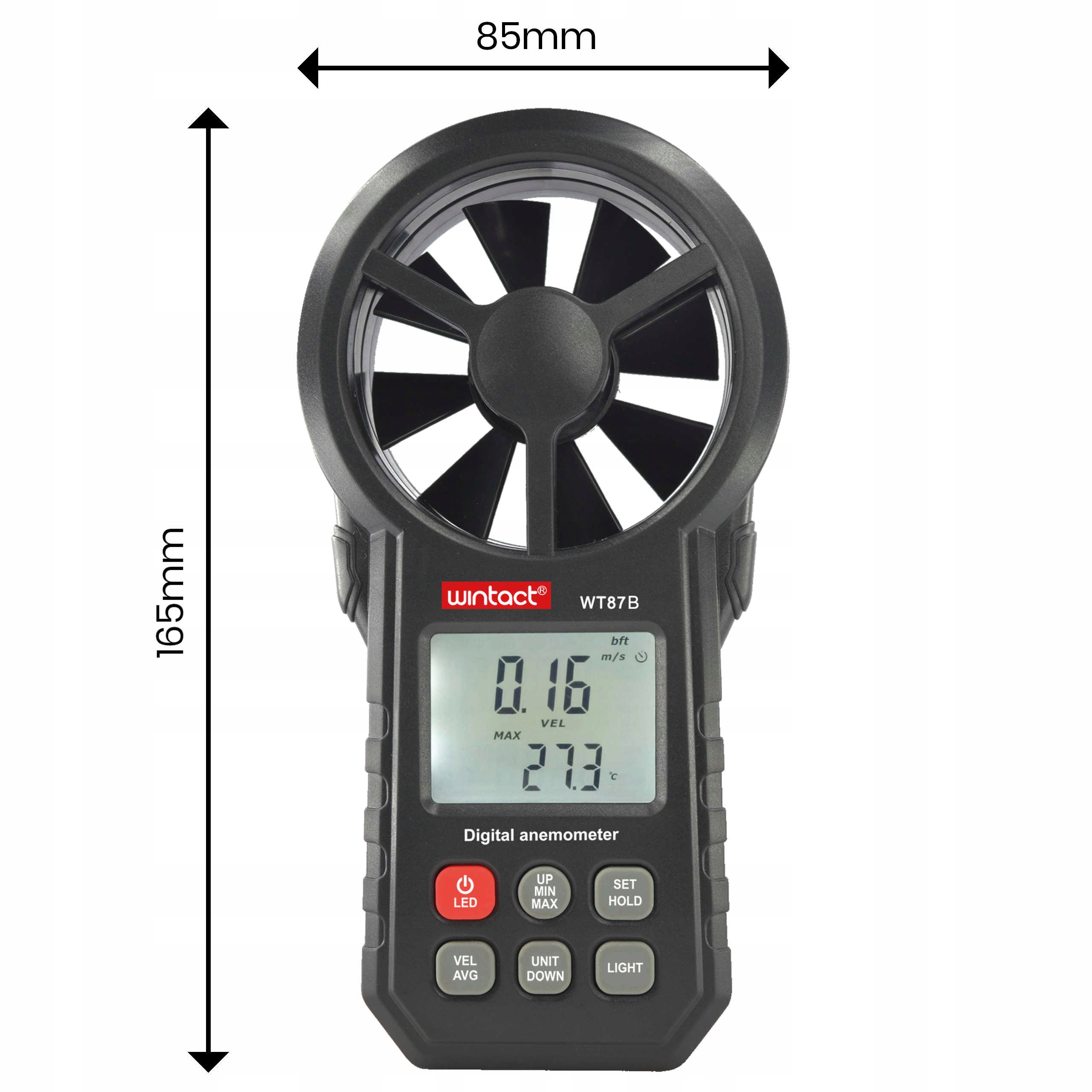 ANEMOMETR WIATROMIERZ MIERNIK WIATRU TEMP POMIAR PRĘDKOŚCI POWIETRZA BT APP Marka Wintact