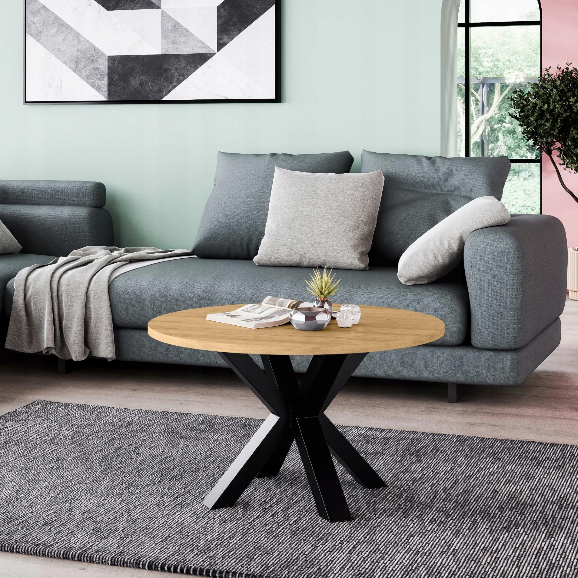 Kávový stolek Hikora, malý konferenční stolek do obývacího pokoje Stolek nohy pavouka černý