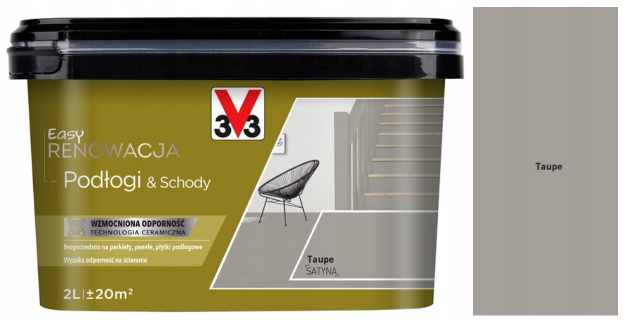 Easy renowacja V33 farba do podłóg i schodów Taupe satyna 2L