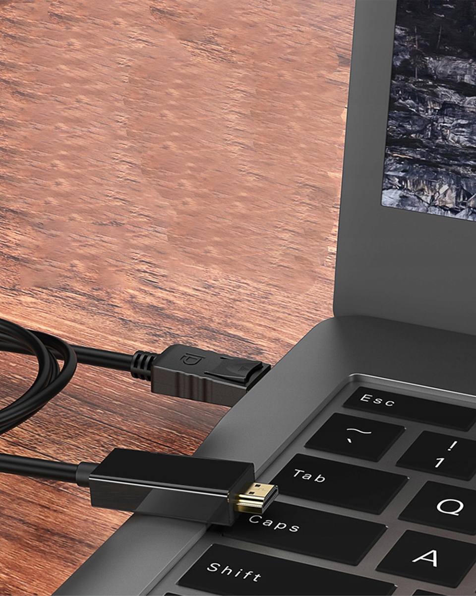 KABEL PRZEWÓD DISPLAY PORT-HDMI POZŁACANY 1,8M ADAPTER KONERTER LAPTOP PC Model 92-028#