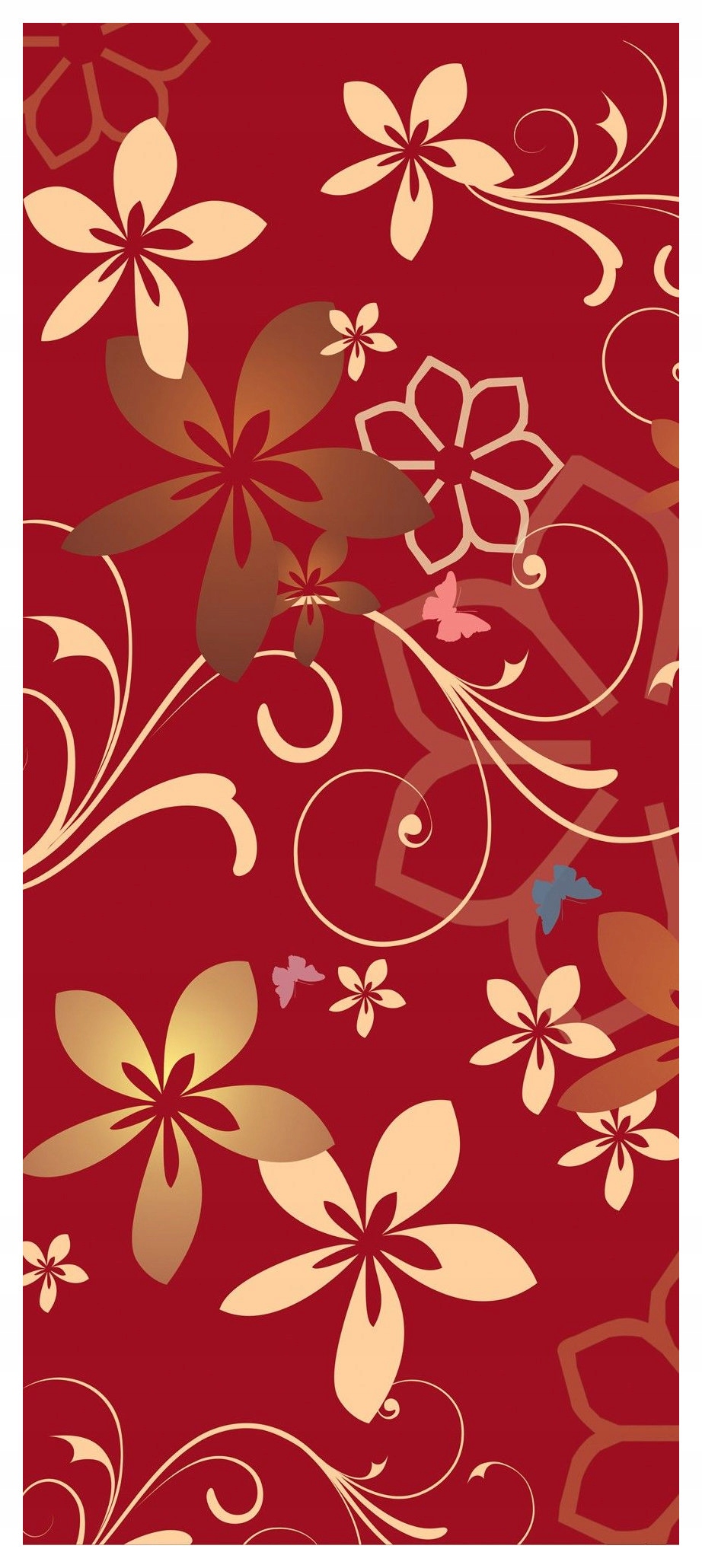 Samolepka Fototapeta Květiny a motýli Zlatý rozkvět červené 91x211