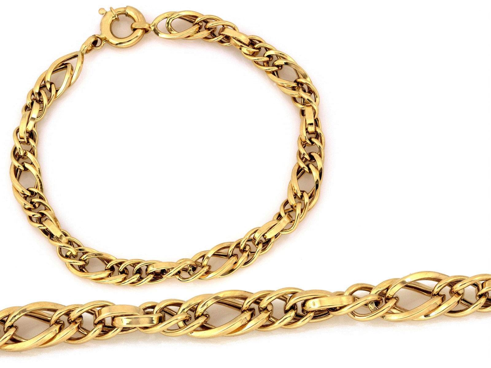 Zlatý náramek 585, silné lesklé proplétané články 5.37 g jako dárek