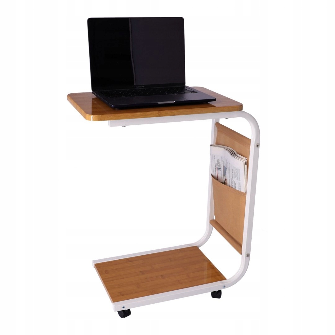 STOLIK POD LAPTOPA NA KÓŁKACH KAWOWY- KOLOR BAMBUSOWY