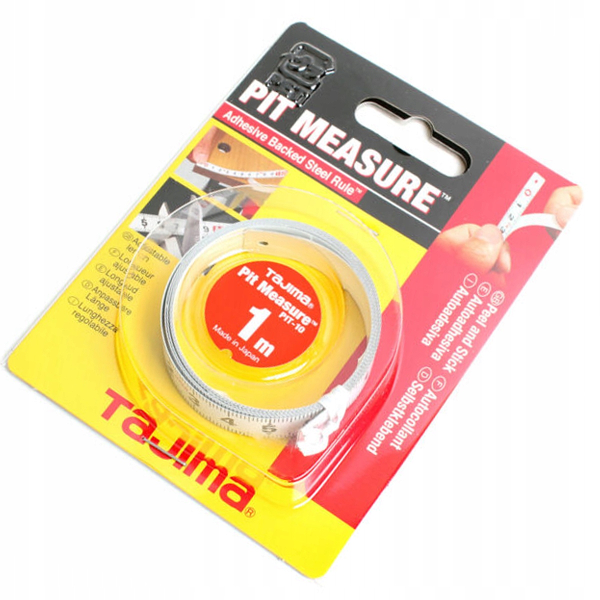 Samoprzylepna taśma miernicza, stalowa miara przyklejana 1m Tajima HIT