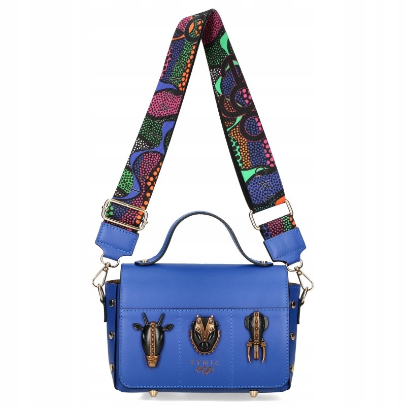 Ego Dámská kožená kabelka Kufřík Aztécké zázraky safírová 2 proužky Premium