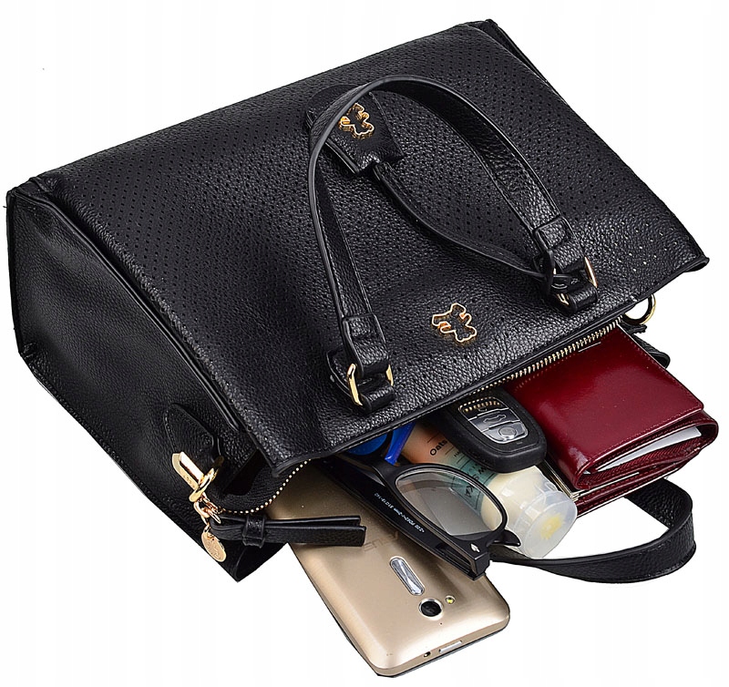 LuluCastagnette Torebka Damska KUFEREK DO RĘKI NA RAMIĘ z paskiem AŻUREK Wysokość 20 cm