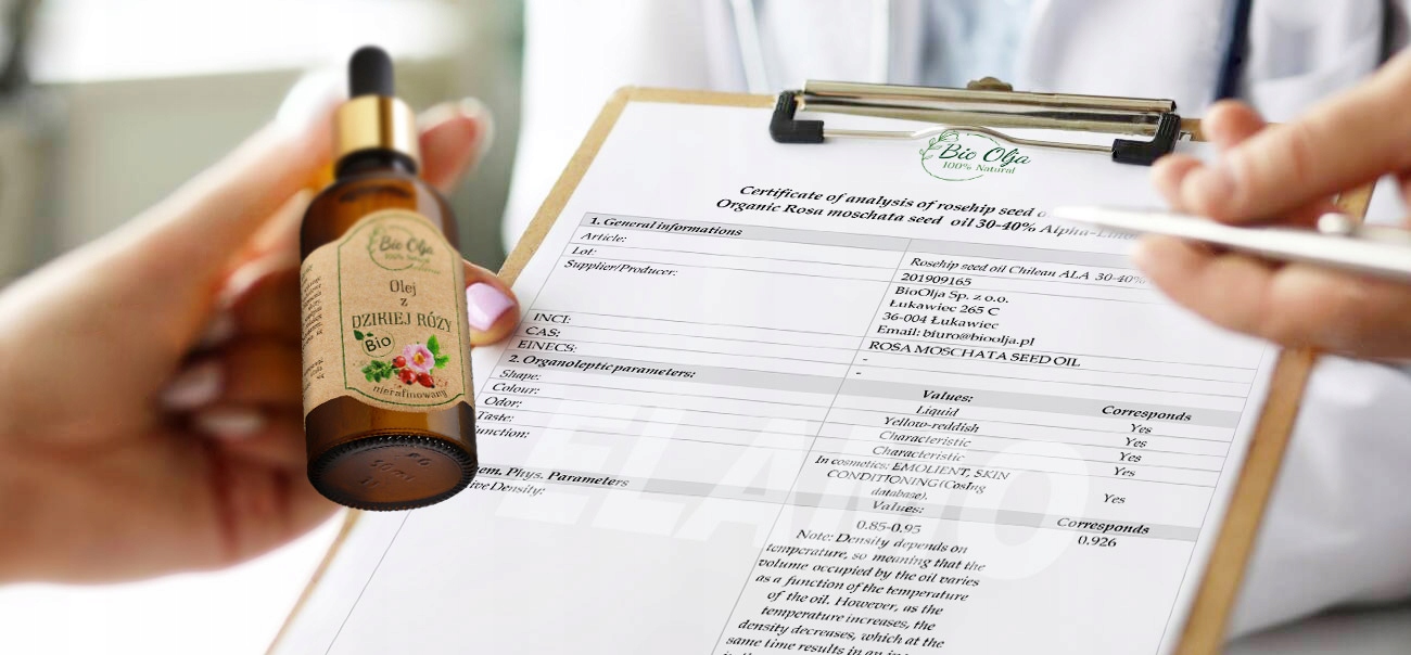 BIO OLEJ Z NASION DZIKIEJ RÓŻY Unrafined CP Bogaty w Witaminę C A E 50ml Marka BioOlja