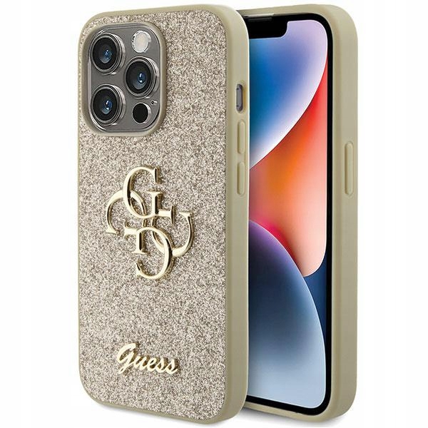 Guess GUHCP15LHG4SGD iPhone 15 Pro 6.1" zlatý/zlatý hardcase Glitter Script