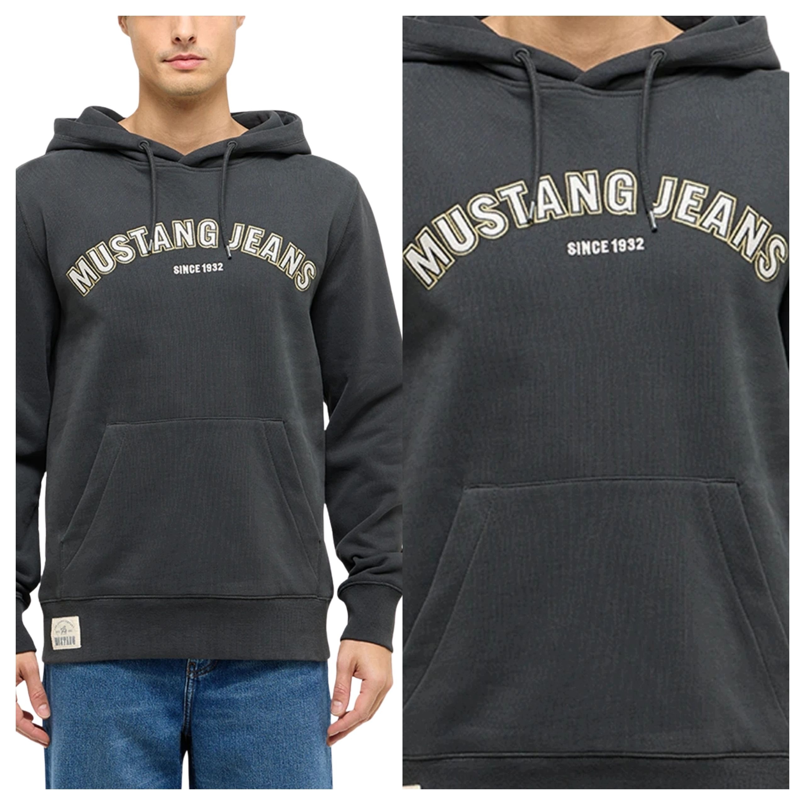 Pánská Mikina Nerozepínací Mustang Eden Pirate Black Bavlněná Černá XL