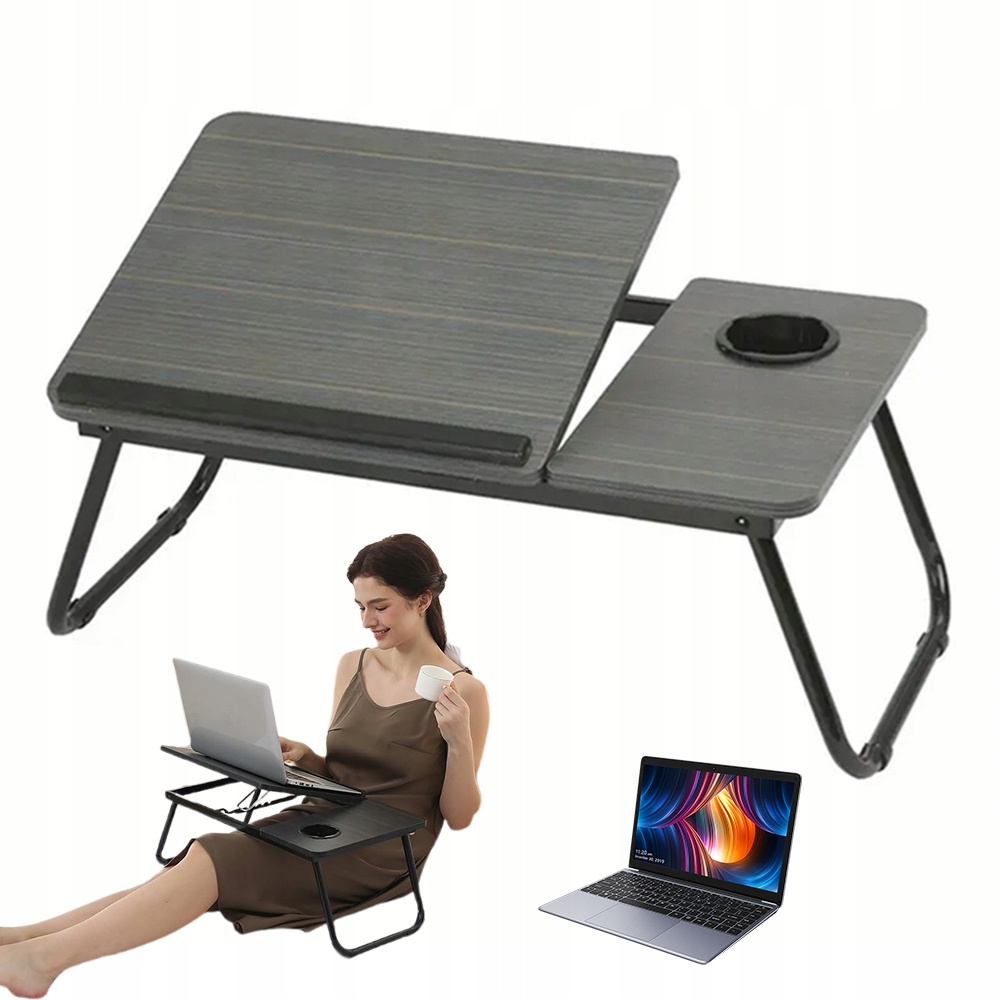 Podlahový skládací stůl pro notebook s podstavcem Dřevo Kov