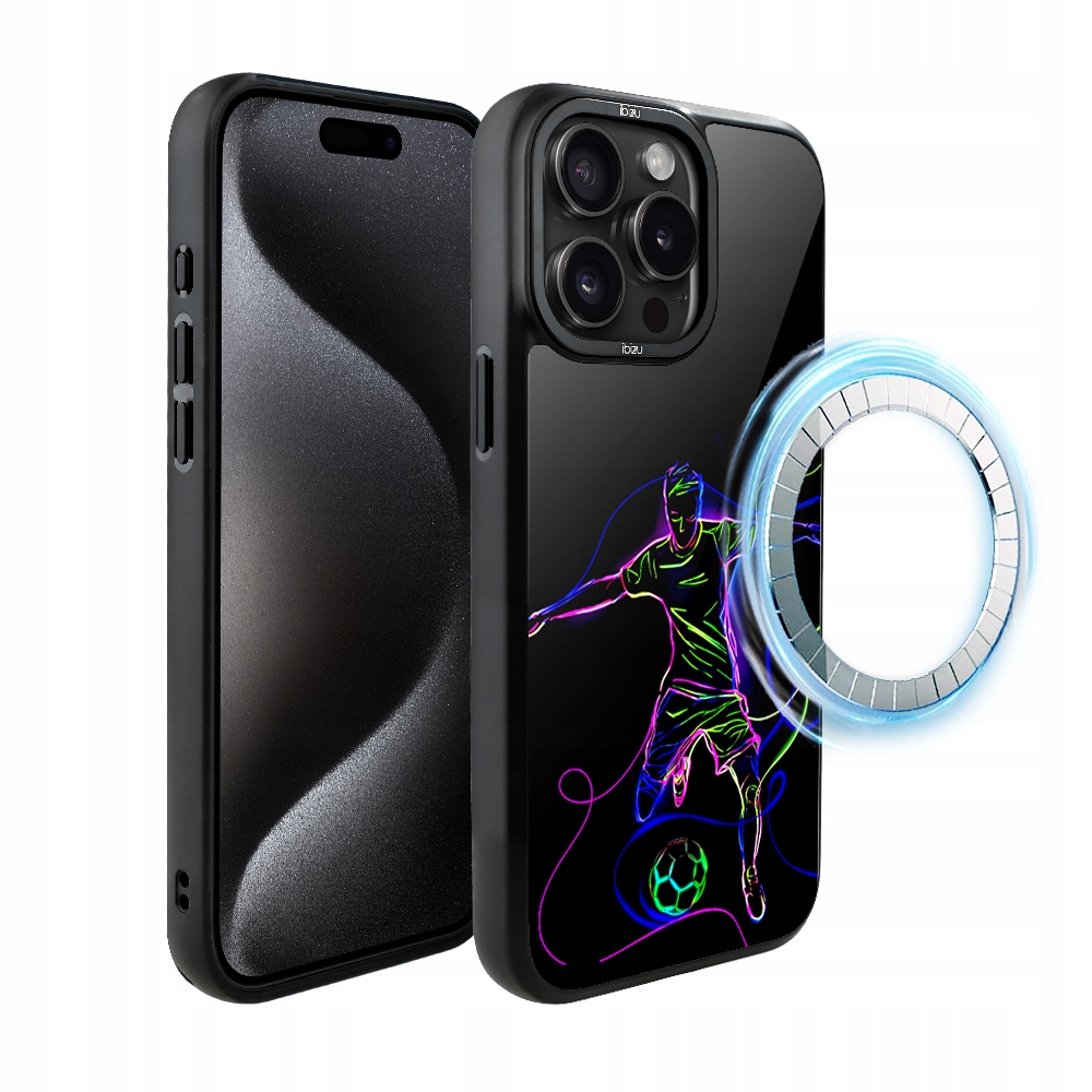 Pouzdro pro iPhone 15 Pro Ibizu DropGuard Matt s MagSafe, Motiv fotbalu