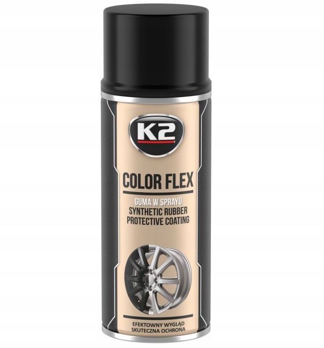 K2 GUMA W SPRAYU COLOR FLEX CZARNY POŁYSK PŁYNNA GUMA 400ML