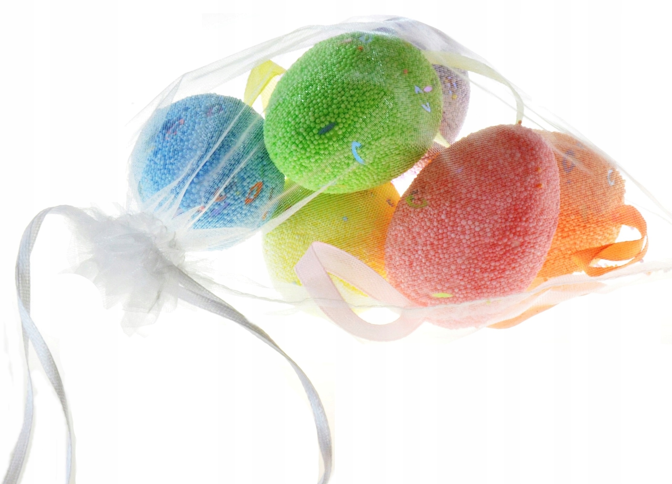 JAJKA STYROPIANOWE W SIATCE KOLOROWE ZAWIESZKI x6 Wzór jajko