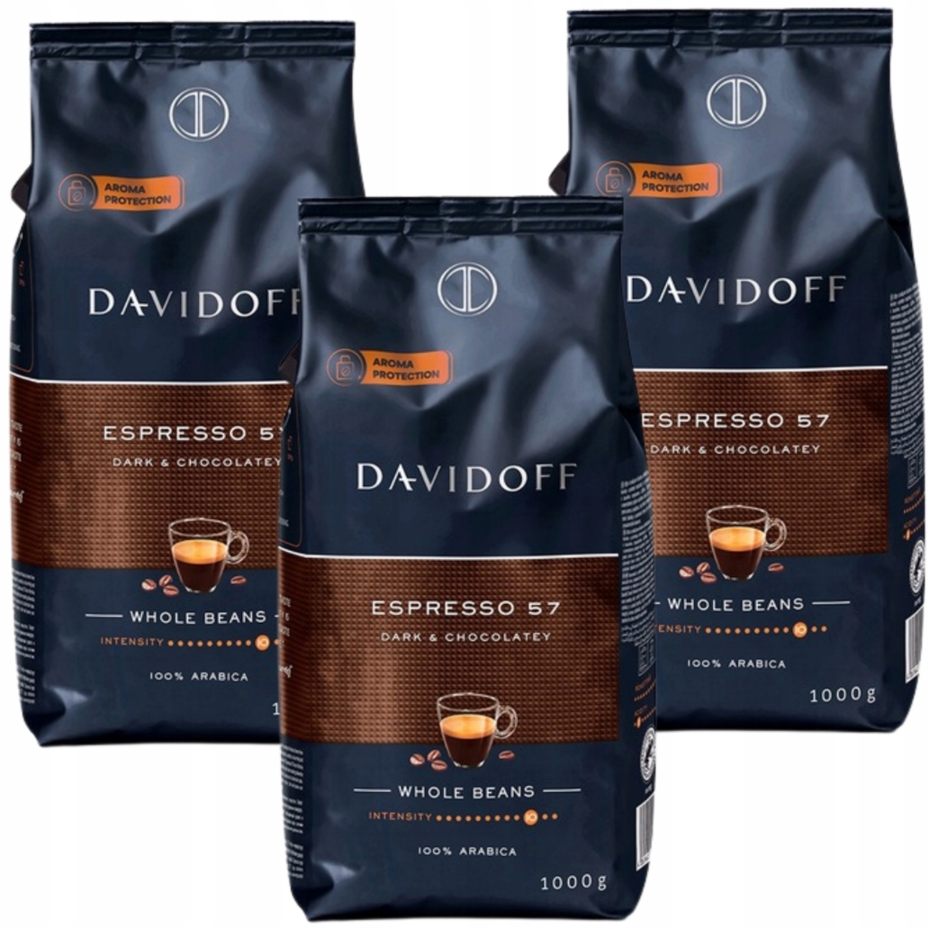 Levně Davidoff Espresso 57 Káva Zrnková Premium 1kg x3