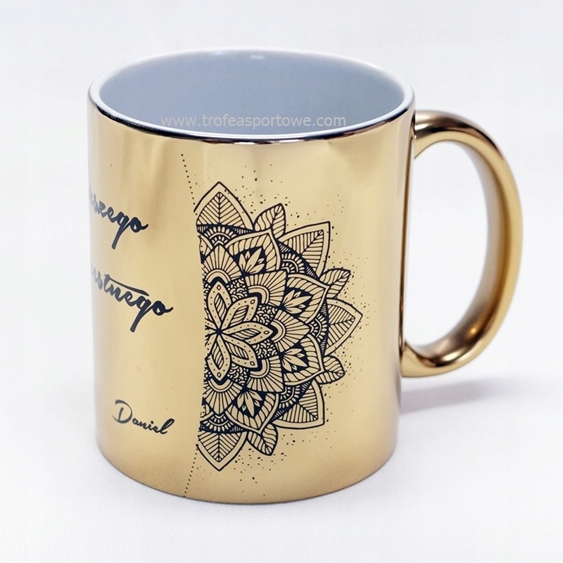 

Złoty Kubek z twoimi życzeniami +elegancka mandala