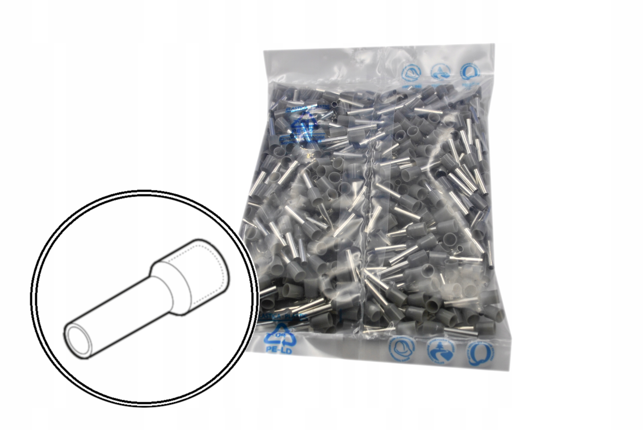 Tulejka cienkościenna izolowana 4,2mm² 12mm Cembre PKE2512 szara 500szt