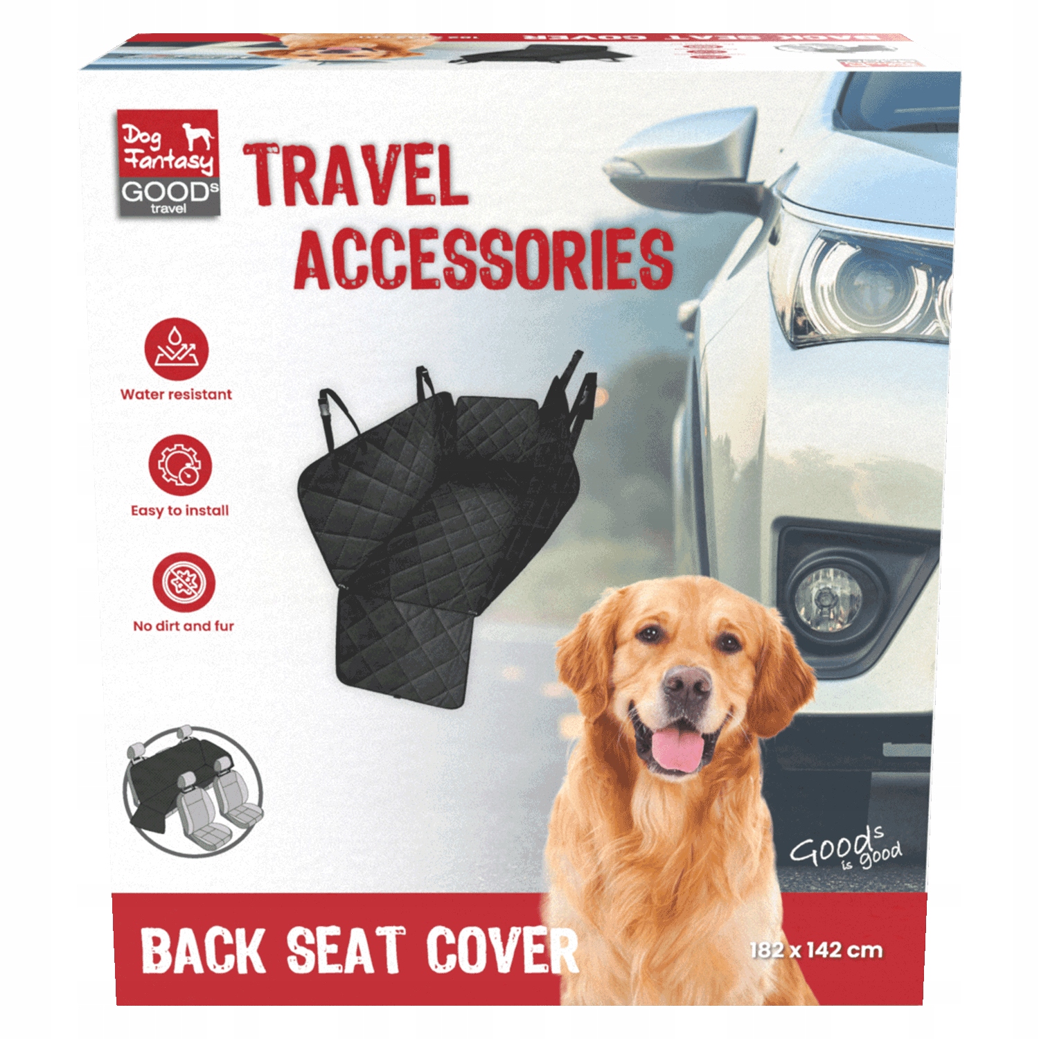 Levně Ochranná podložka do auta z plast L/XL Dog Fantasy černá, 182 cm x 142 cm