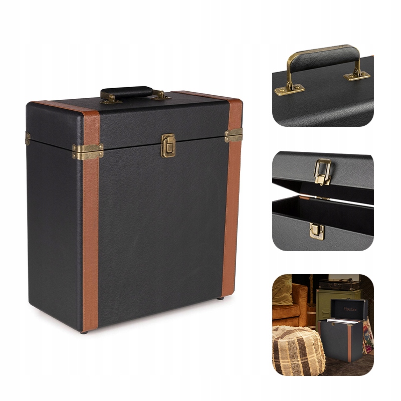 Futerał case walizka na płyty winylowe 30-35 szt Audizio luksusowa czerń