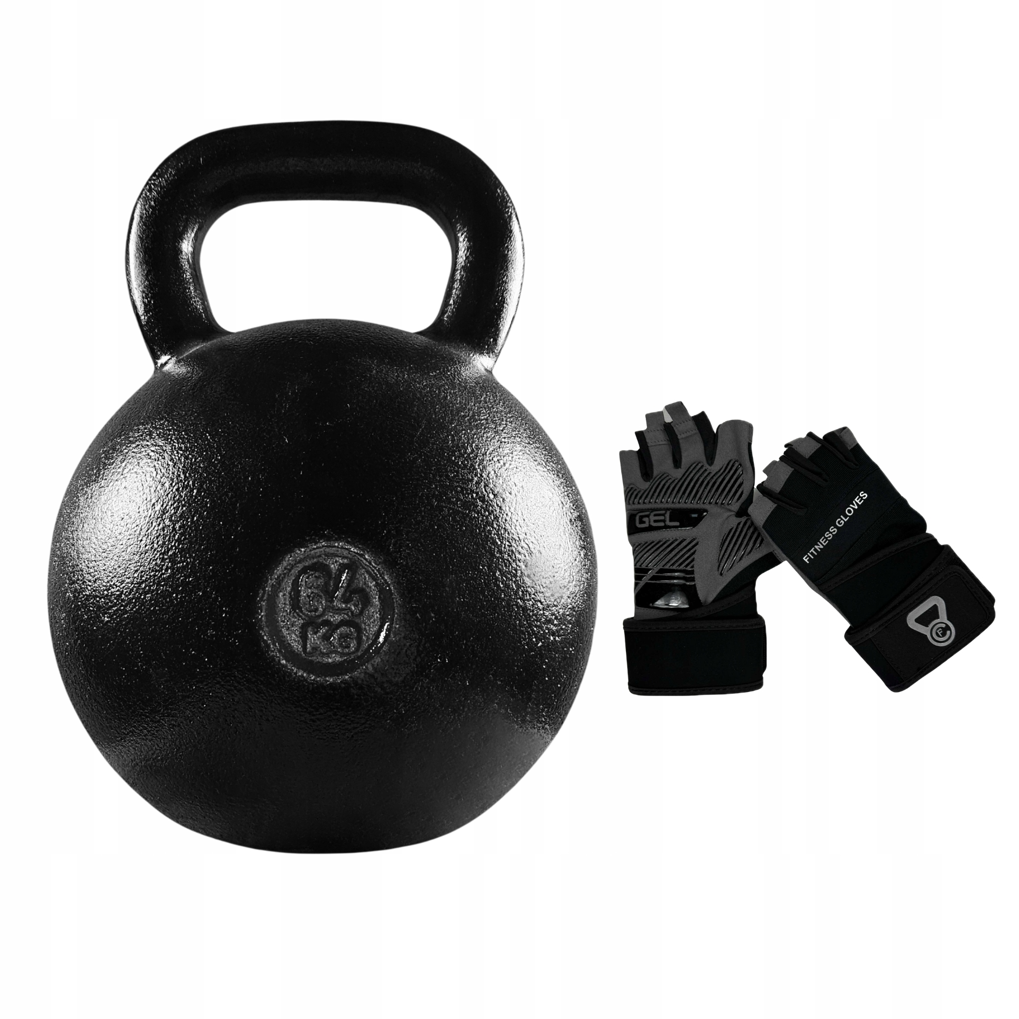 Zestaw Kettlebell Żeliwny 64kg Cast Fitness Rękawiczki Treningowe