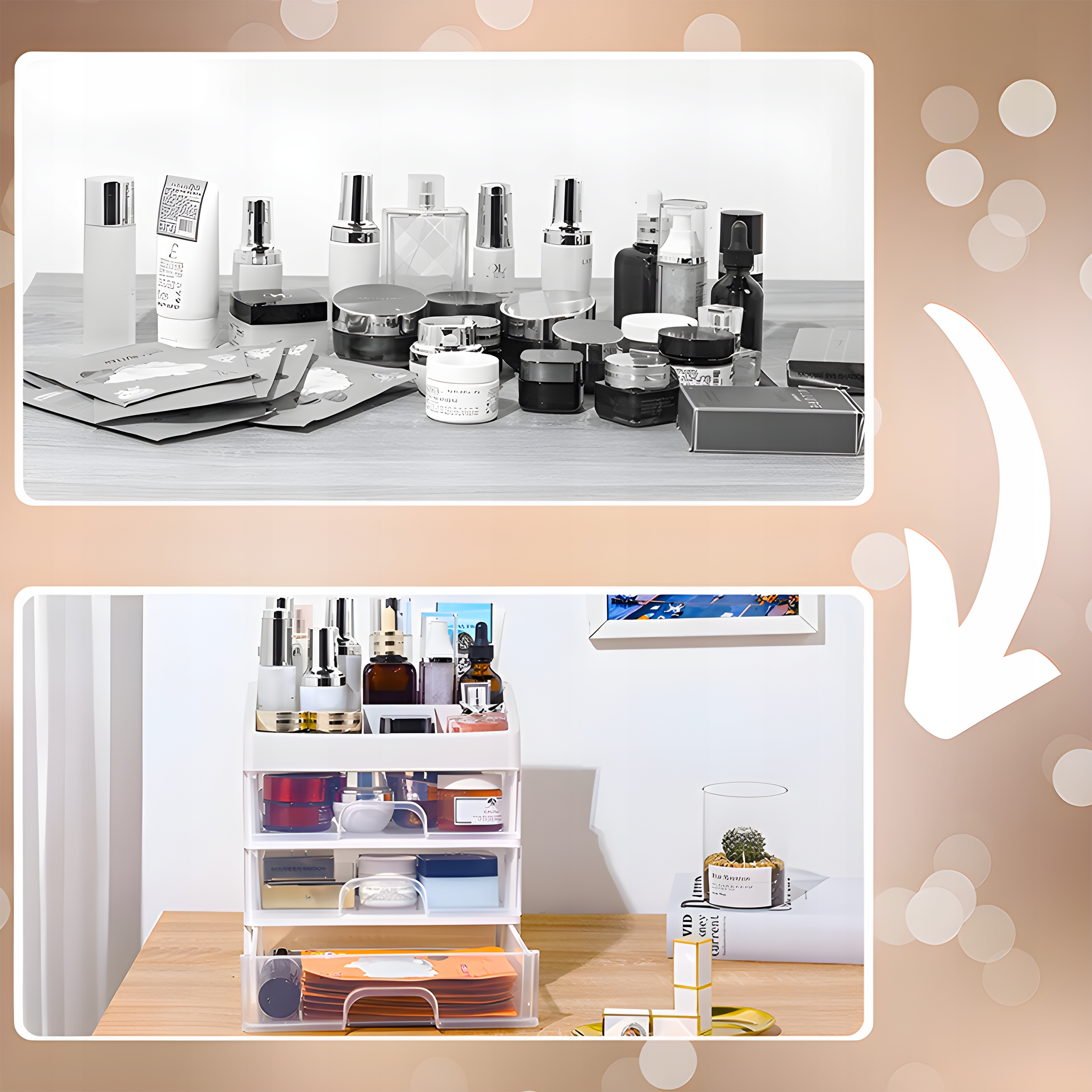 SZKATUŁKA ORGANIZER NA KOSMETYKI POJEMNIK KUFEREK NA BIŻUTERIE 3 SZUFLADY Marka Ecarla