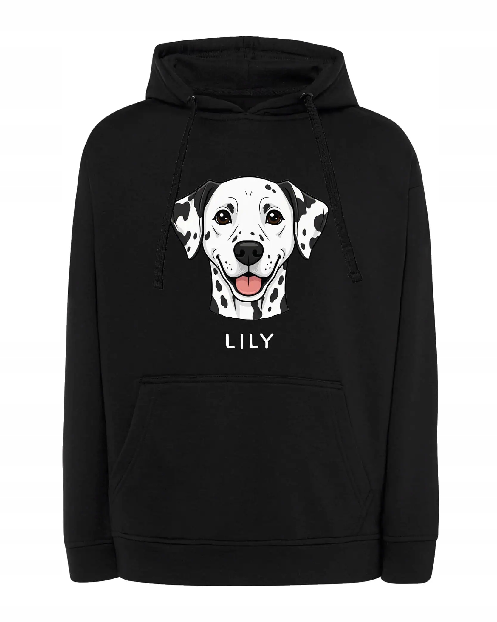 Mikina s kapucí Dalmatin Personalizovaná Pupil Pes Černá XL