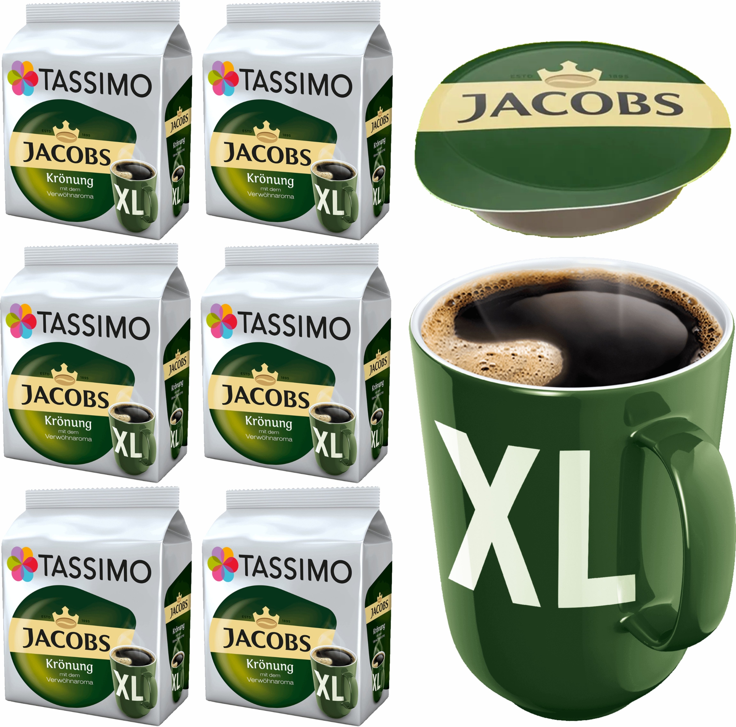 Levně Kapsle Tassimo Jacobs káva Kronung XL 6 x 16 kusů