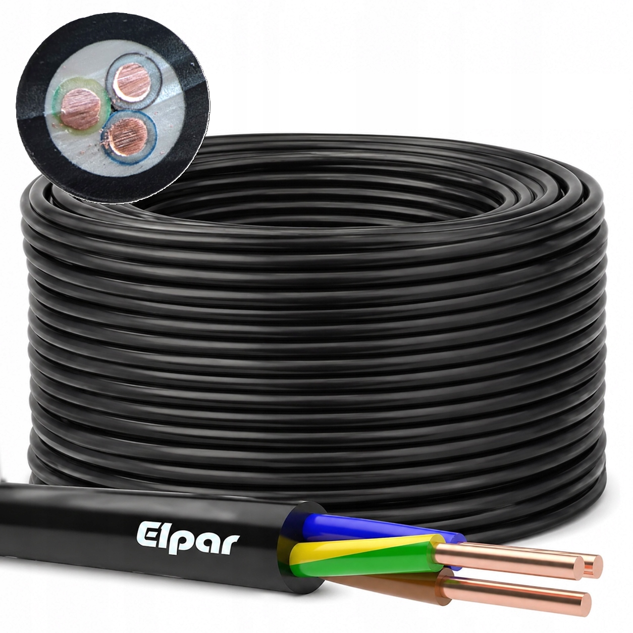 Kabel ziemny Yky 3x2,5 100m Elpar 0,6/1kV miedziany