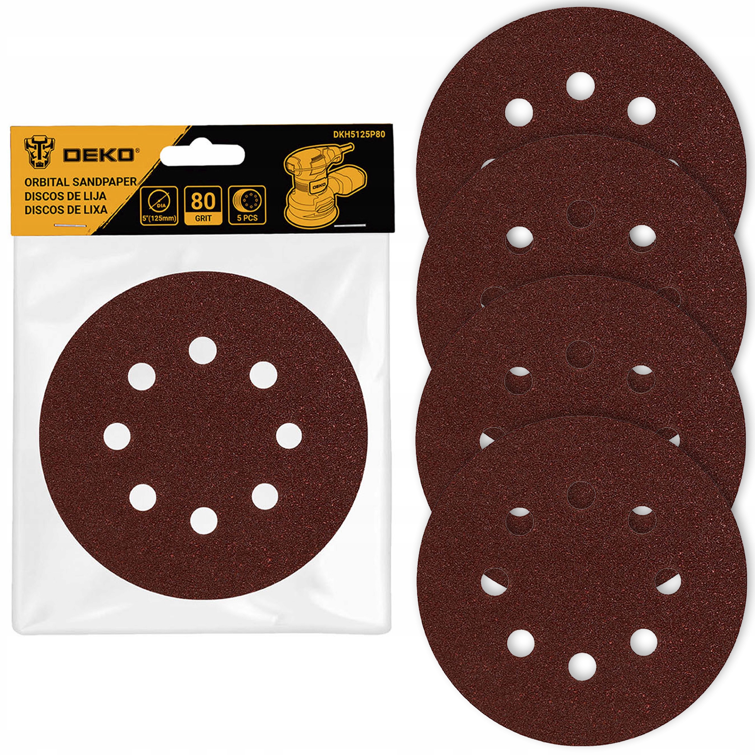 Papier Ścierny Krążek Ścierny Do Szlifierki Deko Z Otworami P80 5 Szt.