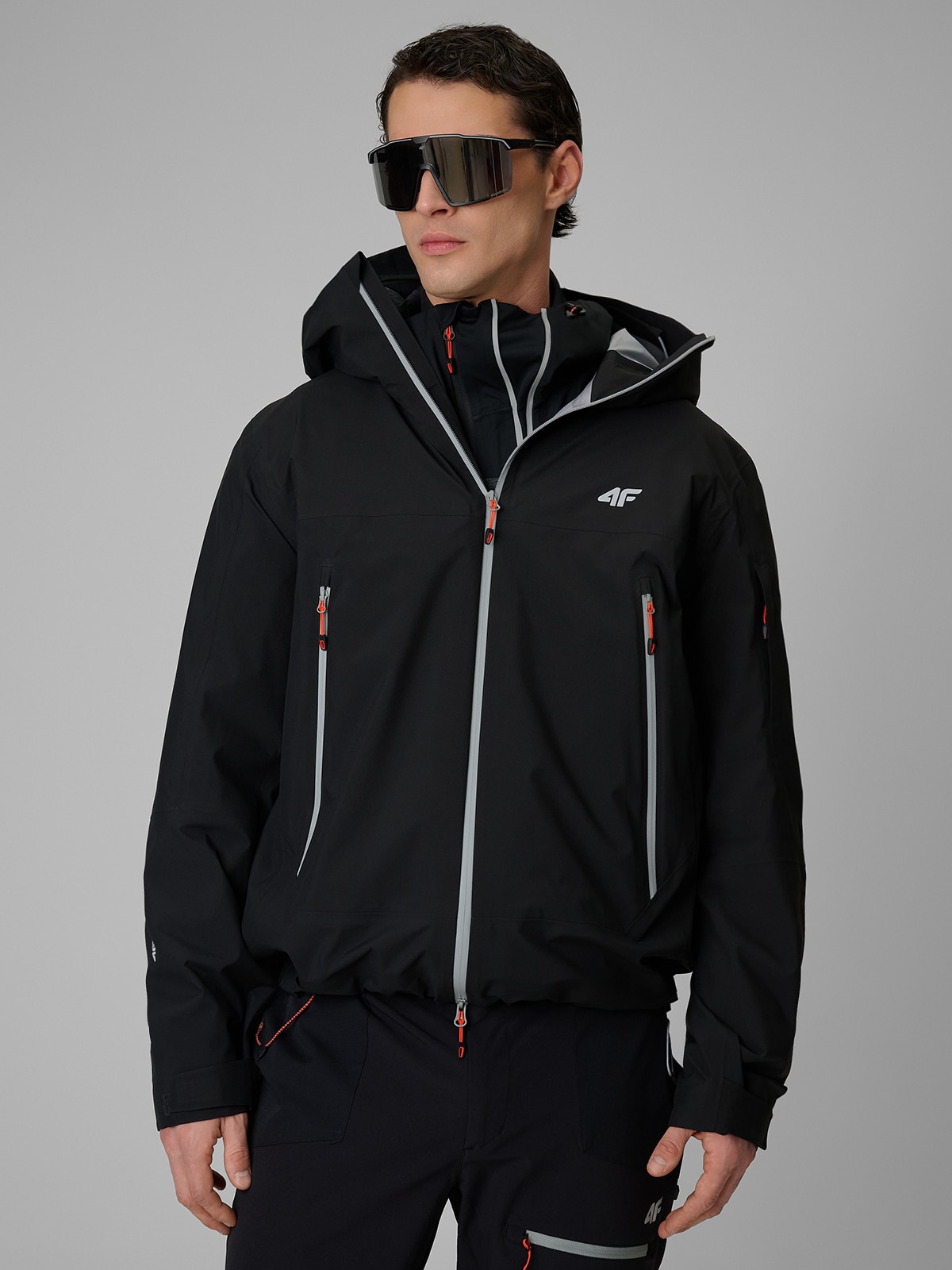 4F Pánská Černá Membránová Treková Bunda